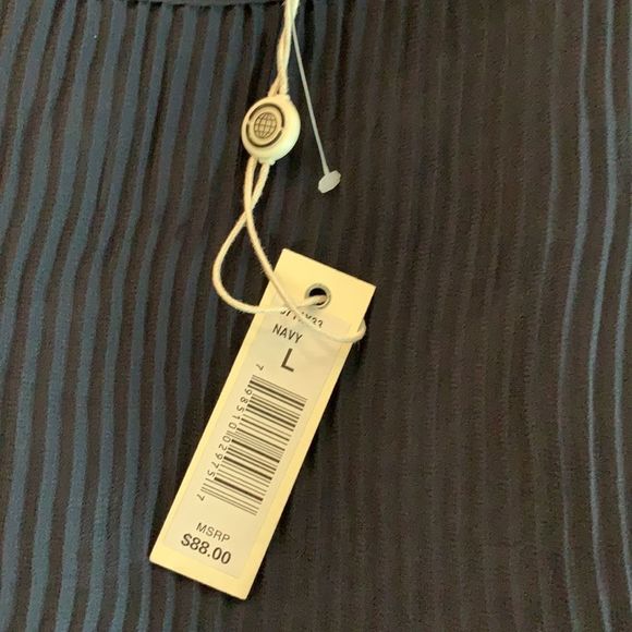 MAX STUDIO Navy Blue Silky 3/4 Sleeve Blouson Blouse - Picture 9 of 10